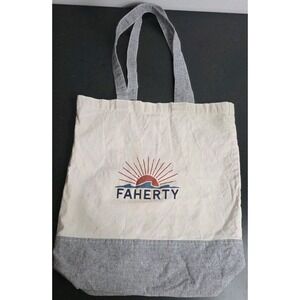 Faherty Tote Bag Canva White‎ & Gray 100% Cotton Beach Nautical